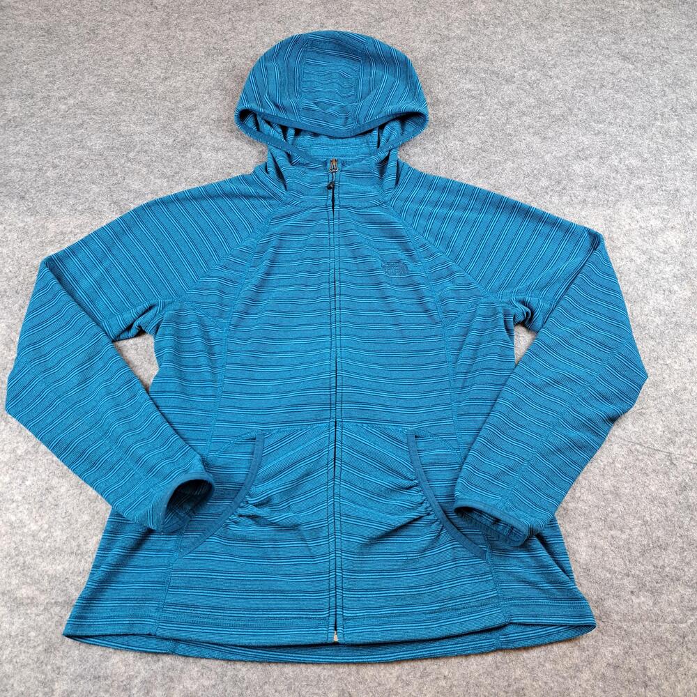 The North Face Jacket Womens Large Blue Full Zip Thermal Fleece Hoodie Outdoors